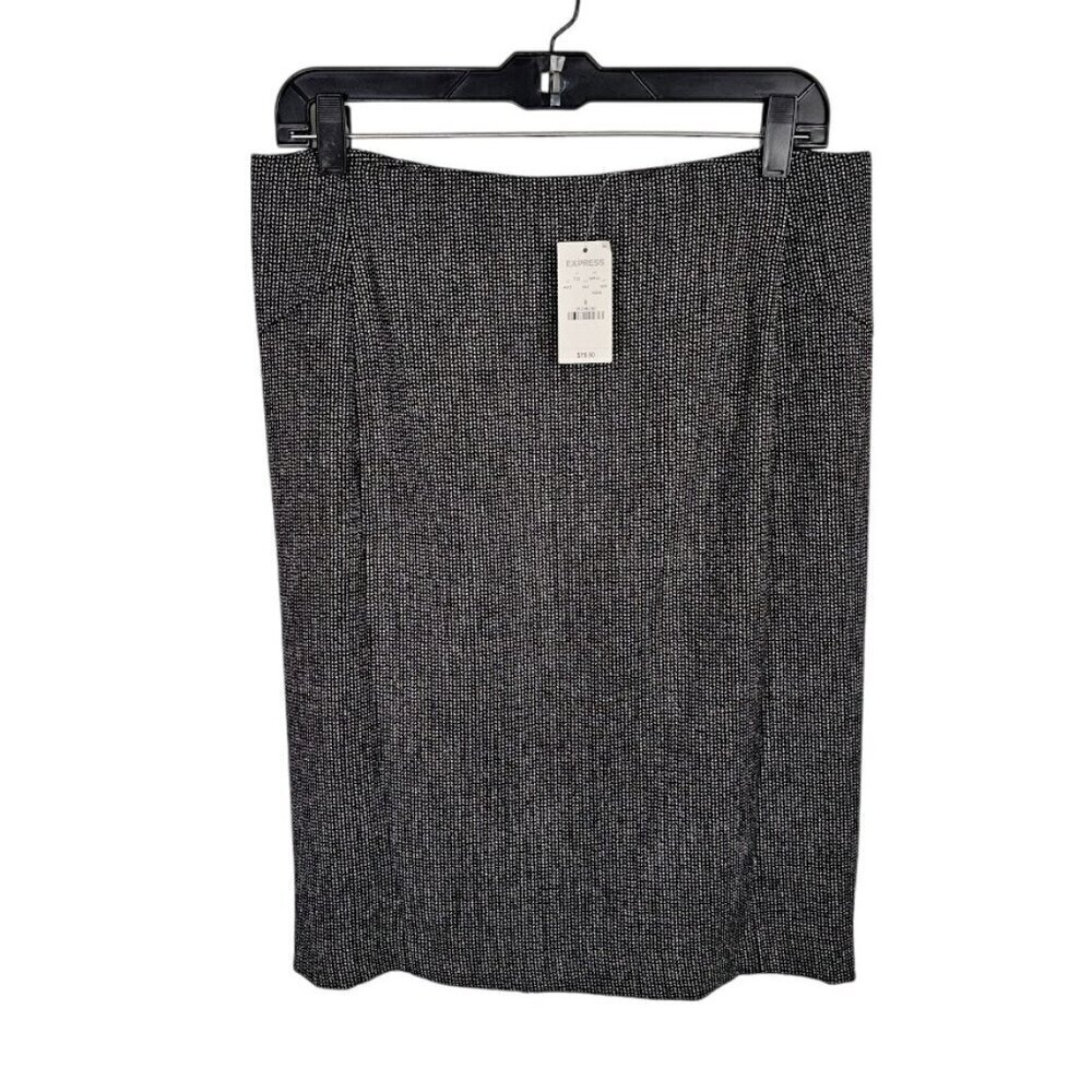 NWT EXPRESS DESIGN STUDIO Wool Skirt size 8 DARK GRAY Preppy Chic Pleated Retro